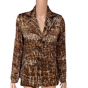 Windridge Cheryl Nash satin Blazer Jacket giraffe print size S